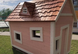 Dětský dřevěný zahradní domeček - růžový